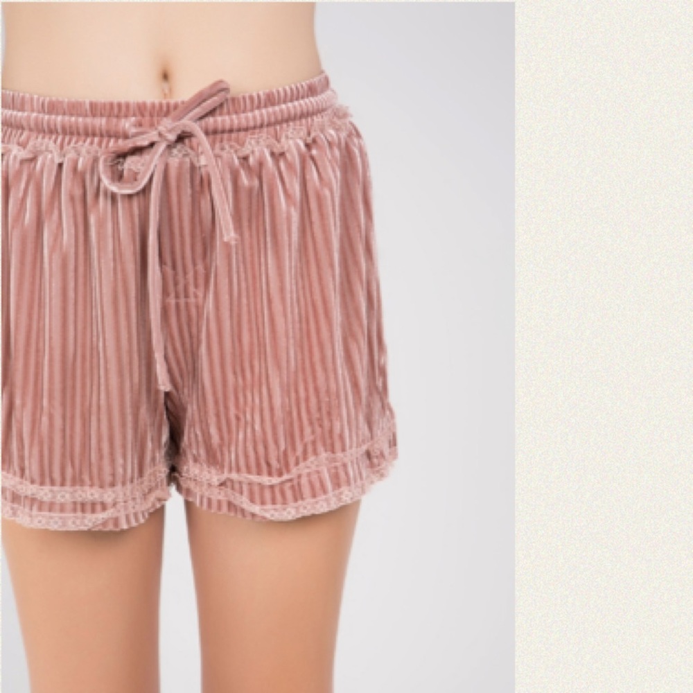 POL Velvet Burnout Vertical Stripe Shorts - Picture 3 of 9